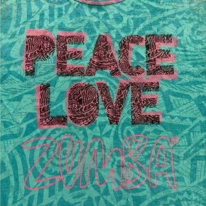 Zumba Fitness Women’s Teal & Pink Workout Tank Top, XL/XXL, Athletic